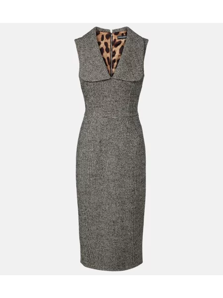 Rochie midi Dolce&gabbana de lână până la genunchi de costum gri