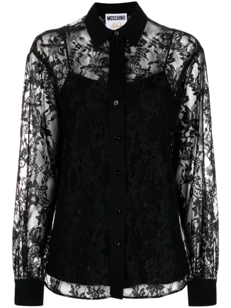 Cămașă Moschino cu model floral din dantelă negru