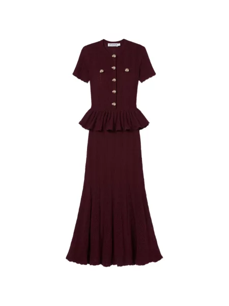 Rochie midi Self-portrait tricotate roșu
