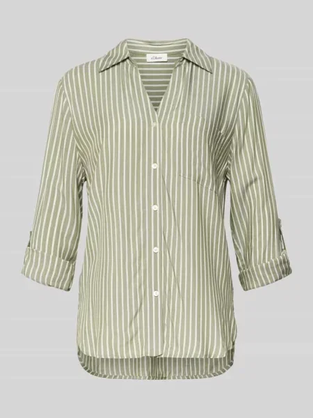 Bluzka z długim rękawem o kroju regular fit z czystej S.oliver Red Label khaki