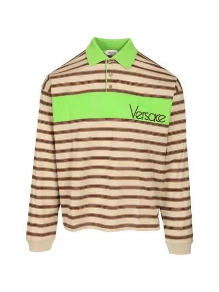 Tricou polo Versace cu broderie maro