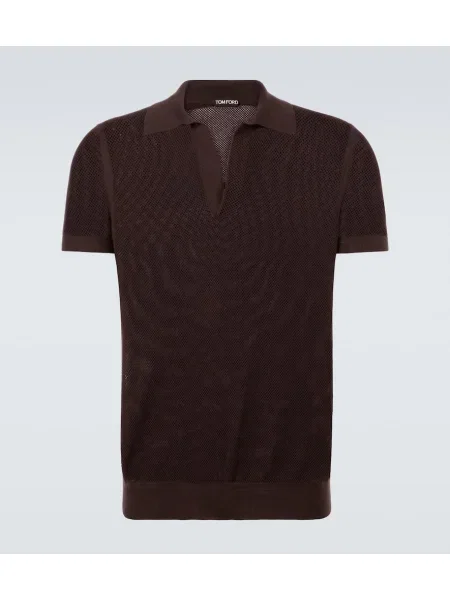 Polo Tom Ford de mătase transparente maro