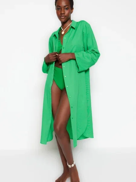 Рокля тип риза Trendyol зелено