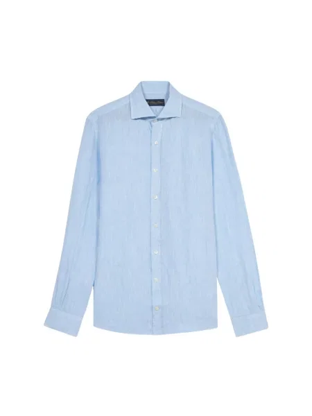 Lniana koszula Brooks Brothers casual niebieska
