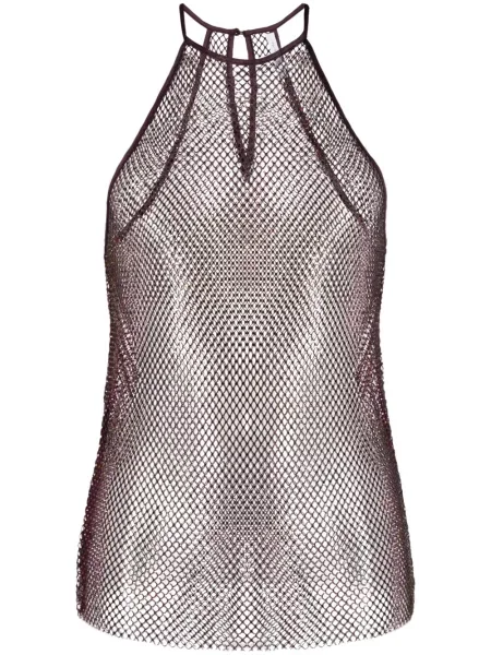 Top Patrizia Pepe cu decolteu rotund plasă violet