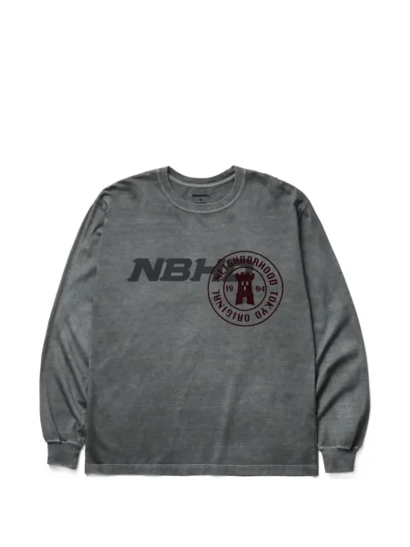 Lung tricou Neighborhood cu imagine gri