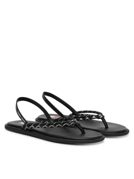Tommy Jeans Sandali Tjw Casual Rope Sandal Črna bela