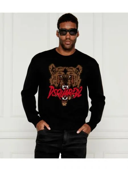 De lână pulover negru