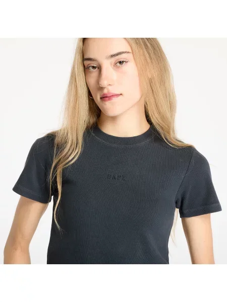 Póló A BATHING APE Pigment Dyed Rib Tee Black M fekete