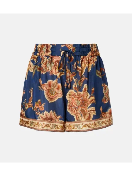 Pantaloni scurți Zimmermann de mătase cu imagine albastru