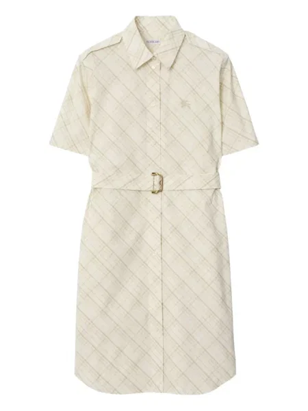 Rochie tip cămașă Burberry în carouri cu imagine alb