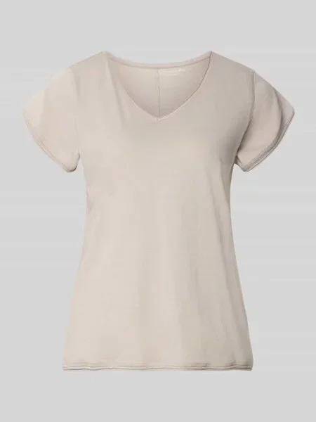 T-shirt z dekoltem w serek Christian Berg Woman brązowa