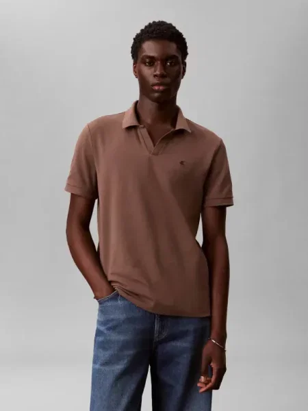 Gulerat tricou Calvin Klein clasic maro
