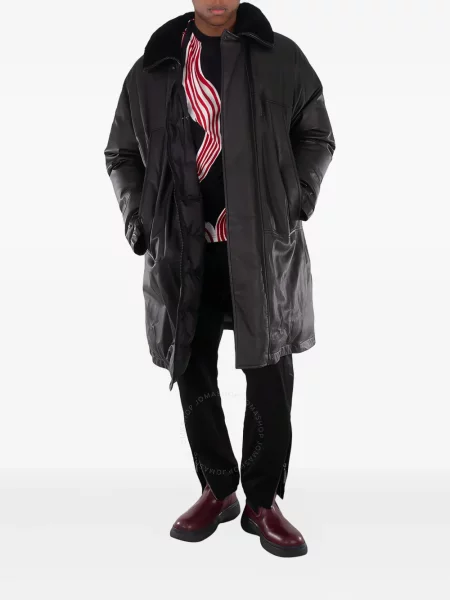 Palton Burberry din piele negru