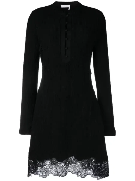 Rochie mini Chloé tricotate de costum negru