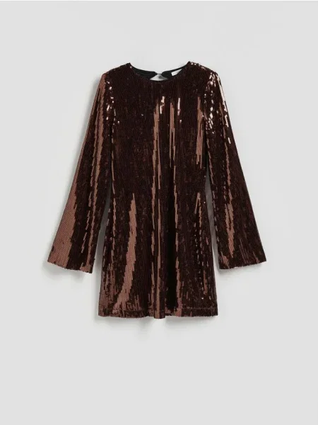 Reserved Rochie mini cu paiete maro-închis maro