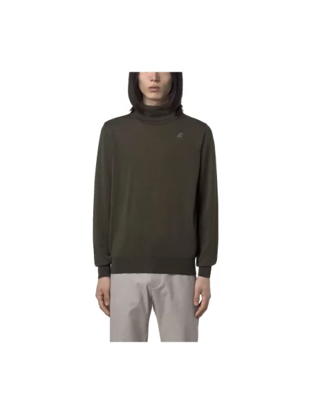 Sweter z golfem K-way do golfa zielony