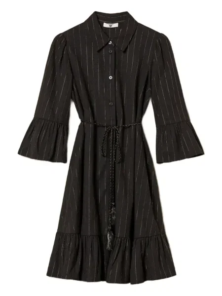 Rochie mini Twinset cu dungi cu volane de costum negru