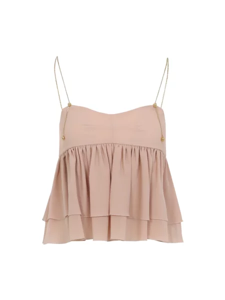 Lniany top Chloe bez rękawów różowy