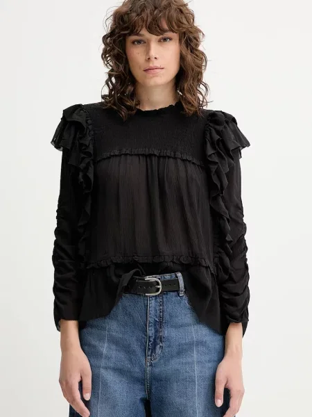 MUNTHE bluză CRISP uni negru