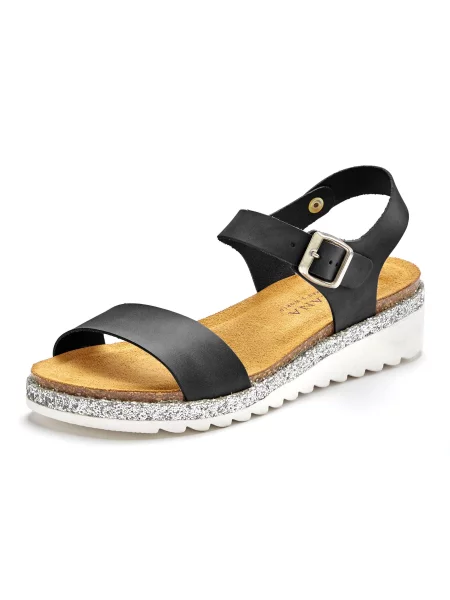 LASCANA Sandali / srebrna črna