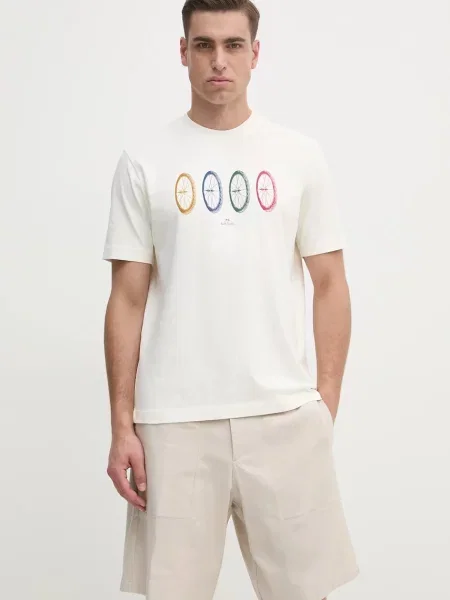 PS Paul Smith tricou din bărbați cu imprimeu bej