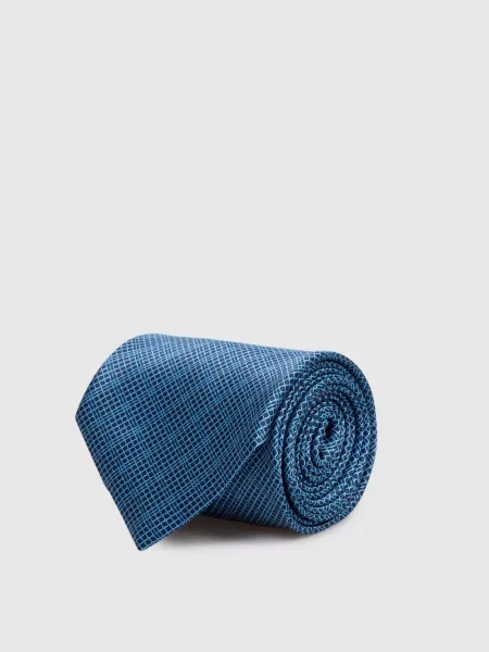 Краватка Luxury із шовку в геометричний візерунок Stefano Ricci блакитна