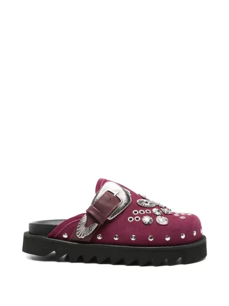 Papuci tip mules Toga Pulla din piele de căprioară violet