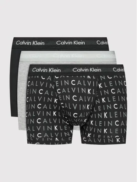 Calvin Klein Boxerky Cotton Stretch 3 Kusy V Balení černá/ šedá melírovaná černé