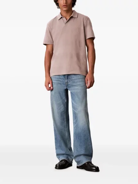 Tricou polo Calvin Klein tricotate roz