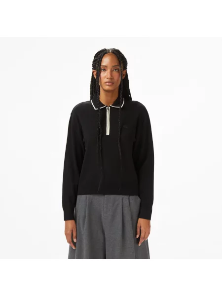 Lacoste Sweter Z Kołnierzykiem Polo Regular Fit czarny