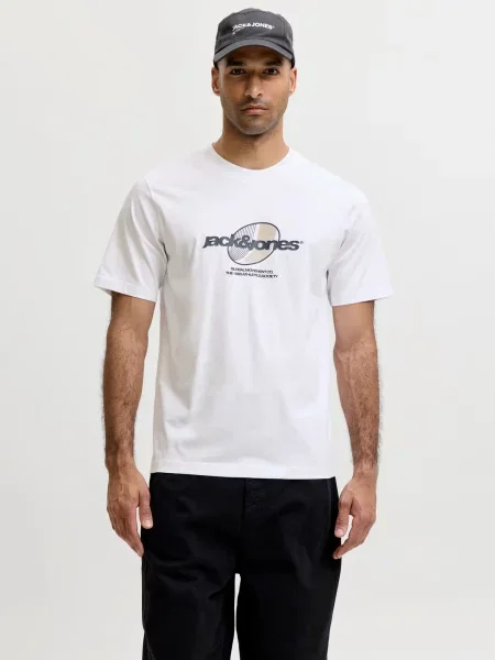 JACK & JONES Tričko JCOClub tmelová / čierna biela