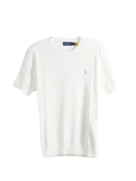 Tricou polo Polo Ralph Lauren cu broderie tricotate alb