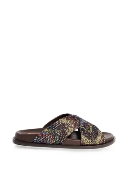 Sandale Missoni tricotate fără toc cu bretele maro