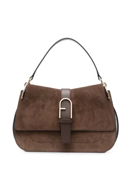 Geantă Furla din piele de căprioară maro