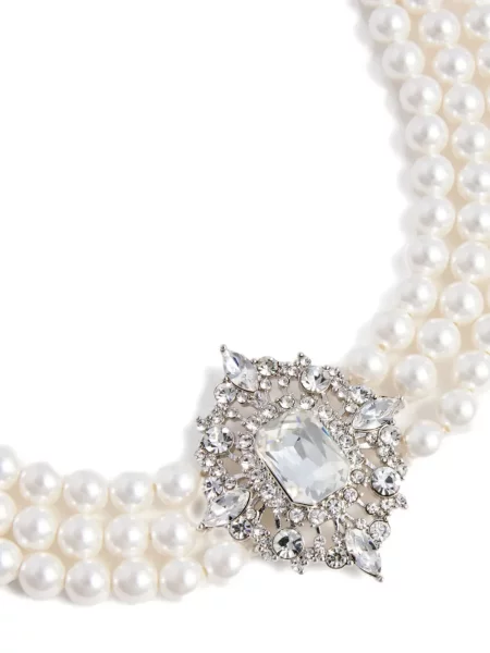 Colier Self-portrait cu perle argintiu