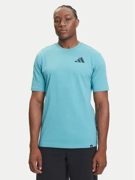 Adidas Póló Yay Sports Verbiage Graphic Türkizkék Regular Fit