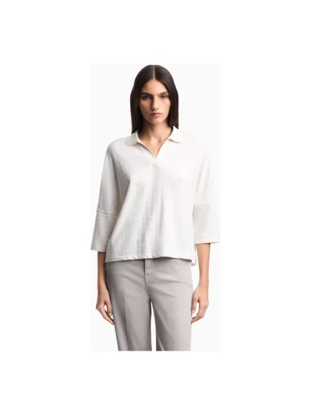 Koszulka polo Emporio Armani z dżerseju z kołnierzem biała