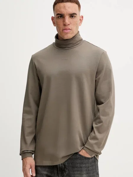 Golf o kroju regular fit z czystej bawełny model ‘DAPOROLLO’ Hugo zielony