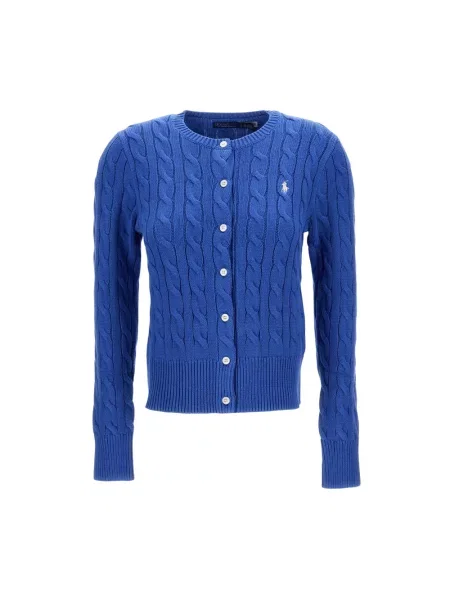 Kardigan rozpinany o kroju slim fit z wyhaftowanym logo Polo Ralph Lauren niebieski