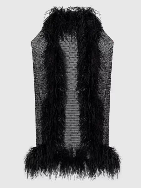 Кардиган з кристалами і пір'ям страуса Santa Brands чорний