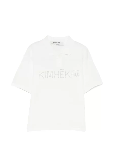 Tricou polo Kimhēkim cu perle alb