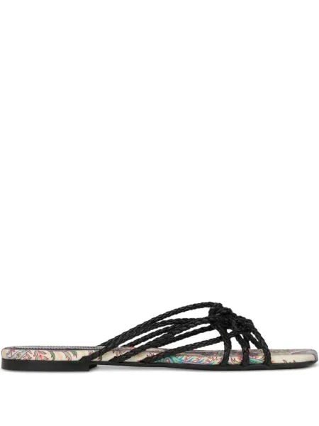 Sandale Etro din piele fără toc cu model paisley negru