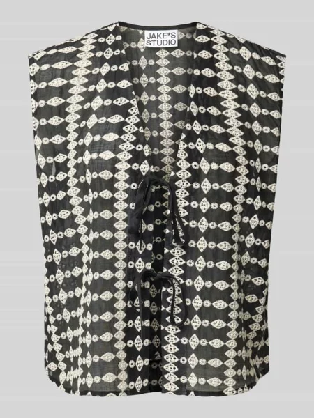Bluzka o kroju relaxed fit z wiązaniem Jake*s Studio Woman czarna