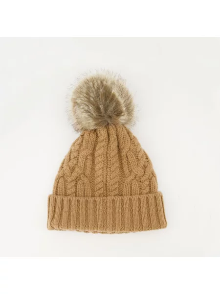 Czapka Moncler z kaszmiru beżowa