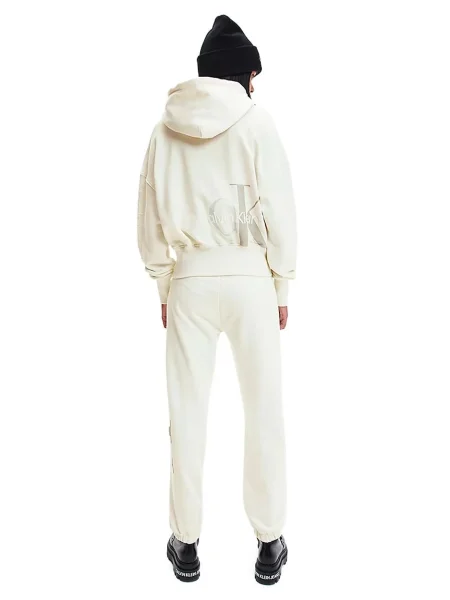 Bluza z kapturem Calvin Klein Jeans z kapturem biała