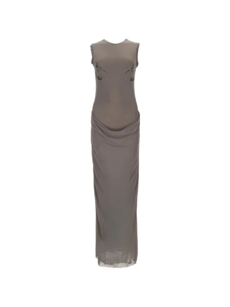 Rochie maxi Jean Paul Gaultier drapată de costum gri