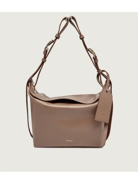 Furla De piele geantă pe umăr Furla Ginevra M maro