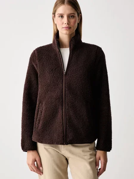 Skechers hanorac din polar pentru femei SKECH-SHERPA JACKET maro