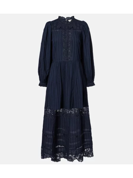 Rochie midi Ulla Johnson din dantelă până la genunchi de costum albastru